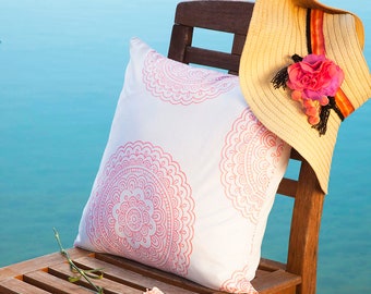 Softest Sanguine Pink Indian Print Bohemian Look Hand Block printed Throw Pillow Covers - set of two (Available in two colors)