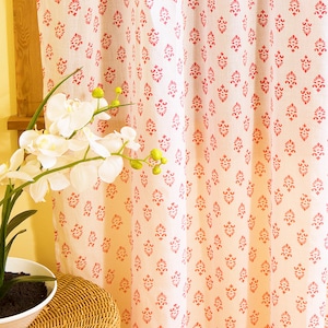Sweet Nothings Pink Paisley Indian Bohemian Floral pattern Hand block printed cotton volie Sheer Curtain image 1