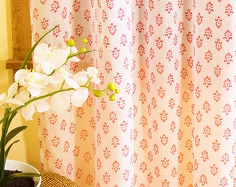 Rideau transparent en voile de coton imprimé cachemire rose bohème indien Sweet Nothings fait main à motif floral bohème indien -