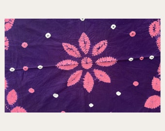 Tie Dye Indigo Vintage Purple Tablecloth, Violet Shibori Cotton Square Table Cover, Natural Plant Hand Dyed
