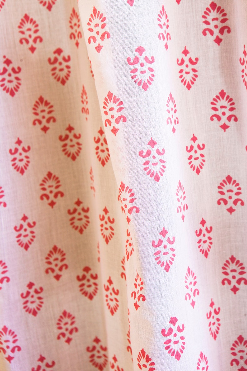 Sweet Nothings Pink Paisley Indian Bohemian Floral pattern Hand block printed cotton volie Sheer Curtain image 4