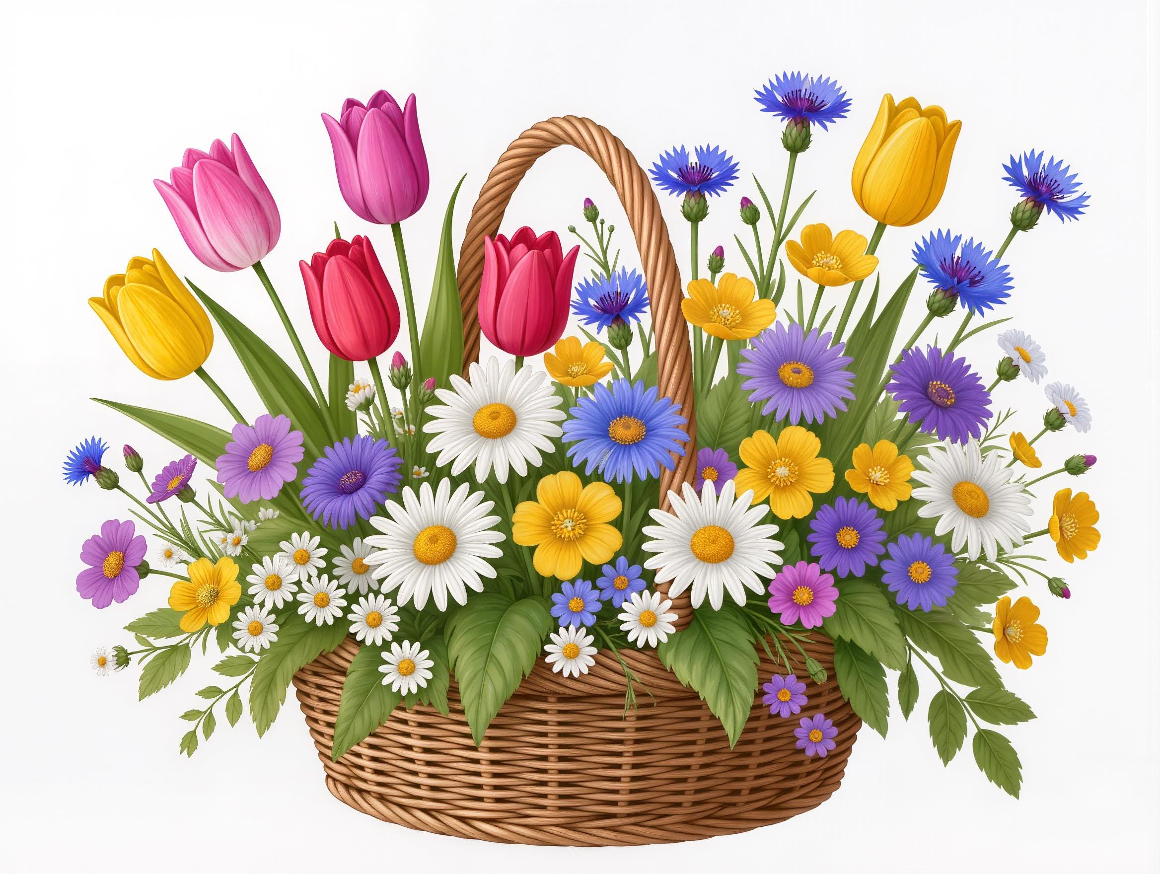 Flower Basket Clipart Set 12 Watercolor Floral Basket PNG Transparent 