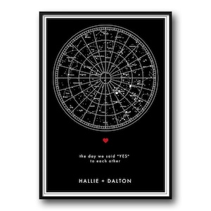 Mappa stellare personalizzata, mappa delle costellazioni, mappa del cielo notturno, in qualsiasi momento, mappa stellare personalizzata, regalo di anniversario, mappa celeste, poster elegante, unico