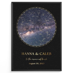 Cartaz de mapa estelar personalizado | Impressão de mapa celeste personalizado para momentos especiais | Presente de mapa estelar quando nos conhecemos