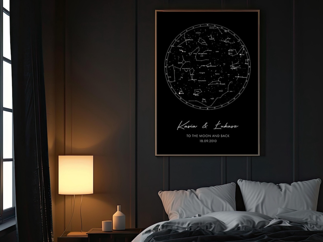 Custom Star Map, Constellation Map, Night Sky Map, Any Time ...