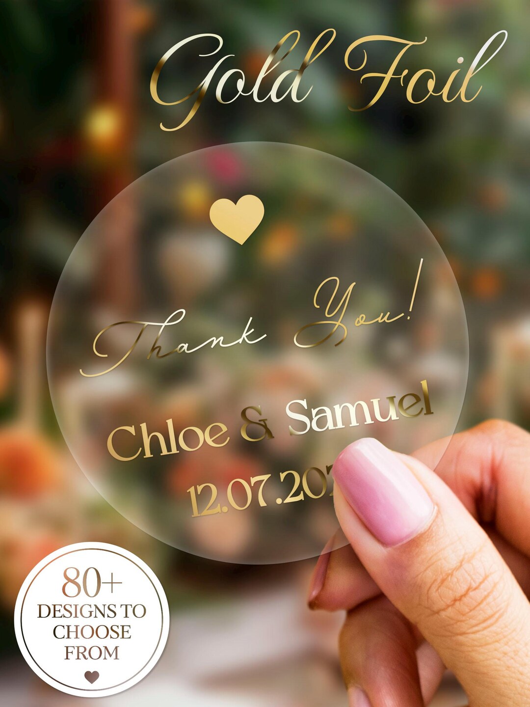 Personalized Wedding Favor Stickers Gold, Custom Round Thank You Labels ...