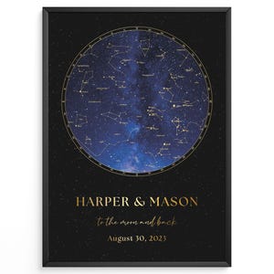 Mappa stellare personalizzata, mappa delle costellazioni, mappa del cielo notturno, in qualsiasi momento, mappa stellare personalizzata, regalo di anniversario, mappa celeste, poster elegante, unico