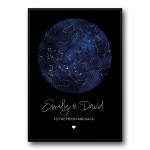 Mappa stellare personalizzata, mappa delle costellazioni, mappa del cielo notturno, in qualsiasi momento, mappa stellare personalizzata, regalo di anniversario, mappa celeste, poster elegante, unico
