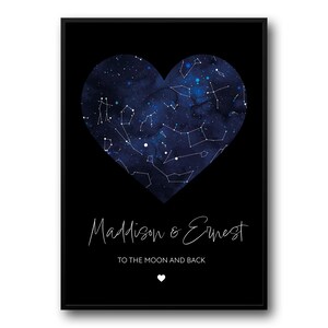 Mappa stellare personalizzata, mappa delle costellazioni, mappa del cielo notturno, in qualsiasi momento, mappa stellare personalizzata, regalo di anniversario, mappa celeste, poster elegante, unico