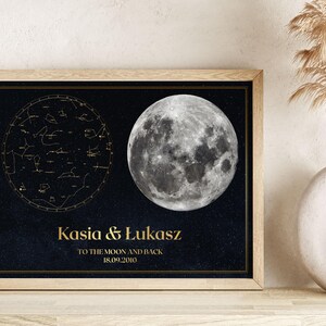 Mappa stellare personalizzata con fasi lunari, mappa delle costellazioni, mappa del cielo notturno, in qualsiasi momento, mappa stellare personalizzata, regalo di anniversario, mappa celeste artistica