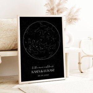 Mappa stellare personalizzata, mappa delle costellazioni, mappa del cielo notturno, in qualsiasi momento, mappa stellare personalizzata, regalo di anniversario, mappa celeste, poster elegante, unico