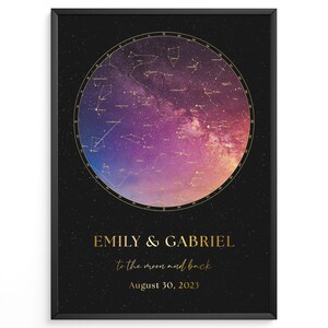Mappa stellare personalizzata, mappa delle costellazioni, mappa del cielo notturno, in qualsiasi momento, mappa stellare personalizzata, regalo di anniversario, mappa celeste, poster elegante, unico