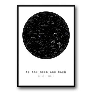 Mappa stellare personalizzata, mappa delle costellazioni, mappa del cielo notturno, in qualsiasi momento, mappa stellare personalizzata, regalo di anniversario, mappa celeste, poster elegante, unico
