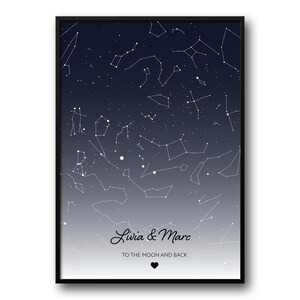 Mappa stellare personalizzata, mappa delle costellazioni, mappa del cielo notturno, in qualsiasi momento, mappa stellare personalizzata, regalo di anniversario, mappa celeste, poster elegante, unico