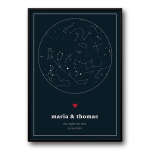 Mappa stellare personalizzata, mappa delle costellazioni, mappa del cielo notturno, in qualsiasi momento, mappa stellare personalizzata, regalo di anniversario, mappa celeste, poster elegante, unico