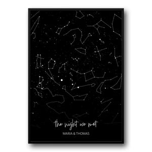 Mappa stellare personalizzata, mappa delle costellazioni, mappa del cielo notturno, in qualsiasi momento, mappa stellare personalizzata, regalo di anniversario, mappa celeste, poster elegante, unico