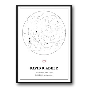 Mappa stellare personalizzata, mappa delle costellazioni, mappa del cielo notturno, in qualsiasi momento, mappa stellare personalizzata, regalo di anniversario, mappa celeste, poster elegante, unico