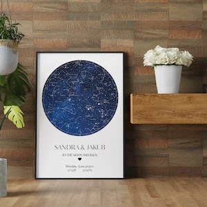 Constellation personnalisée carte nuit ciel carte n’importe quelle date n’importe quand personnalisé étoile carte anniversaire cadeau céleste carte Art élégant affiche Unique