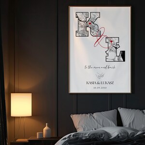 Personalisierte Karte Poster, Liebeskarte, zwei Städte Karte, anpassbare Karte Kunst, Familiengeschenk Kunst, individuelles Poster, individueller Druck,
