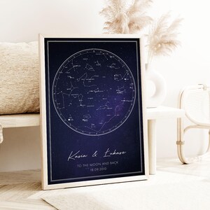 Mappa stellare personalizzata, mappa delle costellazioni, mappa del cielo notturno, in qualsiasi momento, mappa stellare personalizzata, regalo di anniversario, mappa celeste, poster elegante, unico