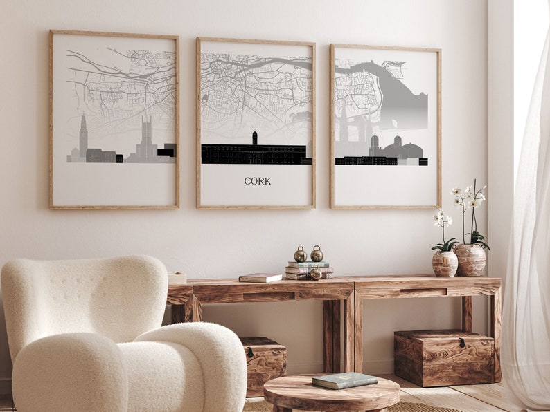 Photo inspiration: Visual Reference: Cork Skyline Triptych Set Of 3 Prints Cork Ireland City