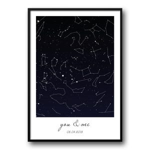 Mappa stellare personalizzata, mappa delle costellazioni, mappa del cielo notturno, in qualsiasi momento, mappa stellare personalizzata, regalo di anniversario, mappa celeste, poster elegante, unico