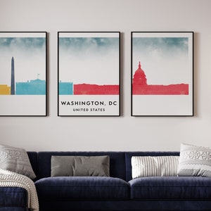 Washington, DC Triptychon, Washington, DC Skyline, Washington, DC Poster, verschiedene Farben erhältlich, USA Poster, uns Poster