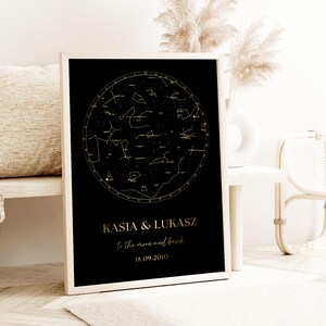 Mappa stellare personalizzata, mappa delle costellazioni, mappa del cielo notturno, in qualsiasi momento, mappa stellare personalizzata, regalo di anniversario, mappa celeste, poster elegante, unico