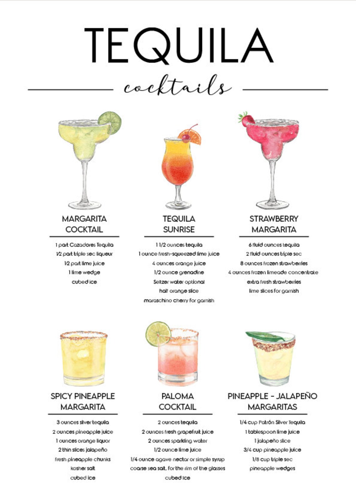 Tequila Cocktails Poster No 2 Wooden Poster Acrylic Glass Etsy UK