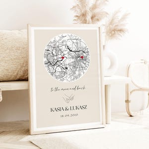Personalisierte Karte Poster, Liebeskarte, zwei Städte Karte, anpassbare Karte Kunst, Familiengeschenk Kunst, individuelles Poster, individueller Druck,
