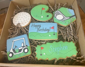 Golf Cookies - Made to Order - Gift - Iced Biscuits - Birthday