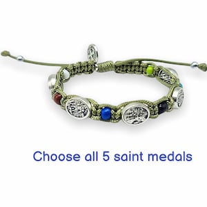 Kids Protection Bracelet, Saints Bracelet, Holy Catholic Jewelry, Religious Medal, Christian Bracelet, Baby Bracelet, Catholic School