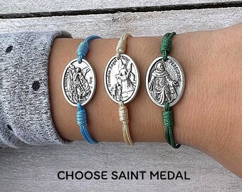 Simple Rope Bracelet, Saint Catholic Bracelet for Men Women Kids