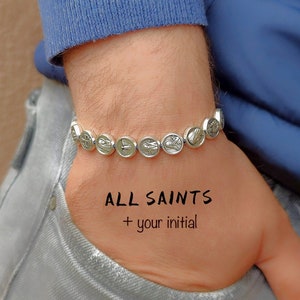 Catholic saints bracelet, Personalized letter bracelet, Initial bracelet, protection bracelet, catholic gift, christian jewelry