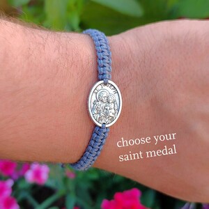 Saint Joseph Medal Charm Bracelet Patron Saint Protector of the Catholic Church and Families Christian Bracelet Saint Bracelet Mens Bracelet