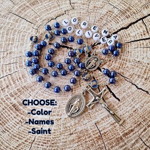 Catholic Rosary For First Communion Rosary With Name Family Names Christian Gift  Boy’s Communion Rosary Personalized Rosary Blue Rosary