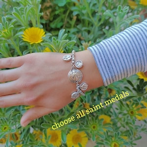 Catholic Chain Saint Bracelet - Choose Saint Medals, Catholic Gift, Holy Bracelet, Religious Gift, All Saints Bracelet