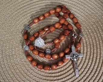 St Benedict Wood Rosary, Catholic Men Rosary, Catholic Rosary, Wood Rosary, Mens Rosary, RCIA Gifts, St. Benedict Rosary, Prayer Rosary