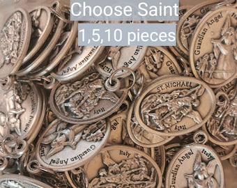 Catholic Medals, 1,5,10 PIECES, CHOOSE SAINT,  Add on-Charm for Bracelet or Necklace, Catholic Charm, Patron Saint Medal, St Michael