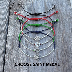 Schlichtes Kordelarmband, Katholische Heilige Medaille, St. Benedikt, St. Michael, Wundersame Medaille, Segensarmband, Cooper Armband, Schutz geschenk