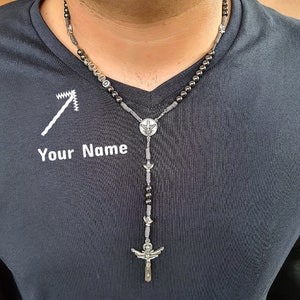 Personalisierter Rosenkranz, Personalisierter Rosenkranz, Heiliger Geist Rosenkranz, katholischer Rosenkranz, Personalisierter Rosenkranz, Herren Halskette Rosenkranz