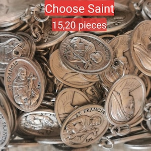 Catholic Medals Pendants, 15,20, PIECES, CHOOSE SAINT, Add on-Charm for Bracelet or Necklace, Catholic Charm, Patron Saint Medal