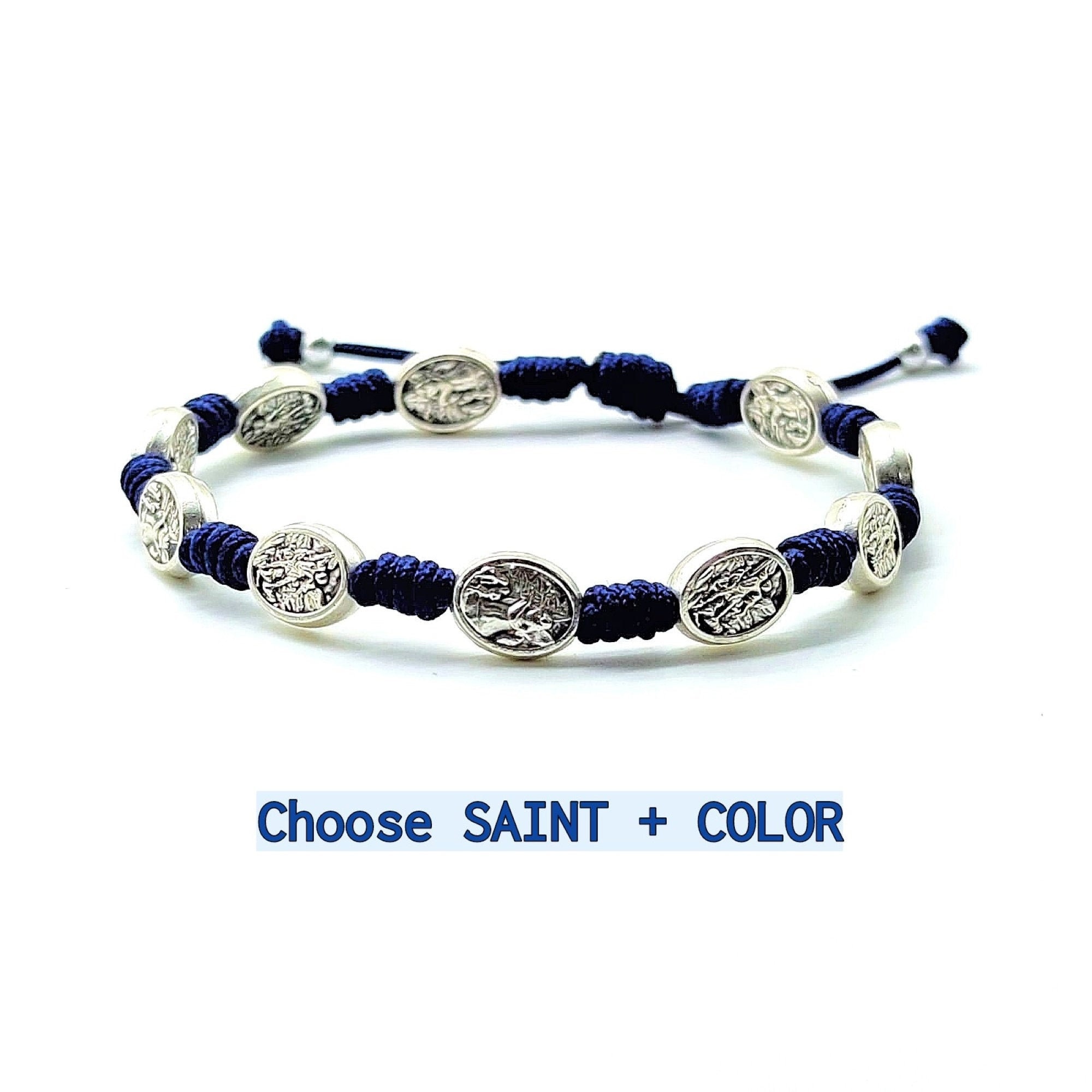 Knotted Cord Rosary Bracelet CHOOSE YOUR SAINT St Michael Etsy
