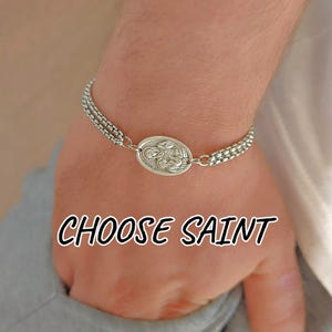 Patron Saints Catholic Chain Bracelet Religious Bracelet Men Women Christian Jewelry Gift St Francis Michael Peregrine Padre Pio Miraculous