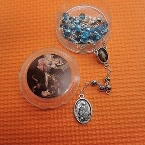 St. Michael Chaplet, St. Michael Rosary, Turquoise Prayer Beads, Protection Gift, Car Rosary, St. Michael Pendant
