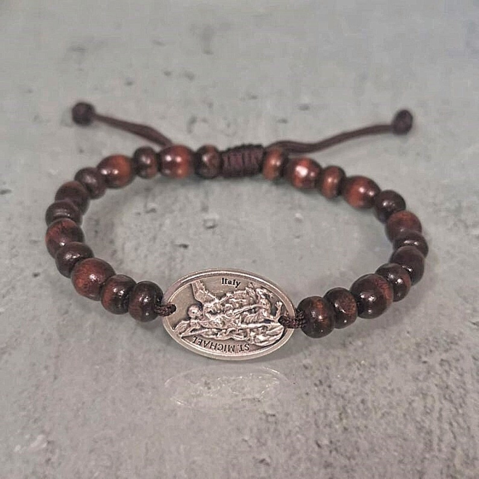 Wooden Beads Catholic Protection and Blessing Saint Bracelet Etsy