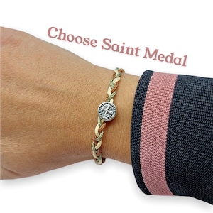 Minimalist Boho Style Bracelet Saint Catholic Bracelet For Men Women Kids Catholic Gift Minimalist Jewerly Patron Saint Medal