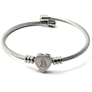 Bracelet Virgin Mary Bangle, Bracelet Notre-Dame dans le cœur, Bracelet à chaîne, Cadeau Religieux, Médaille Sainte, Bracelet Chrétien Femmes, Cadeau Pour Elle