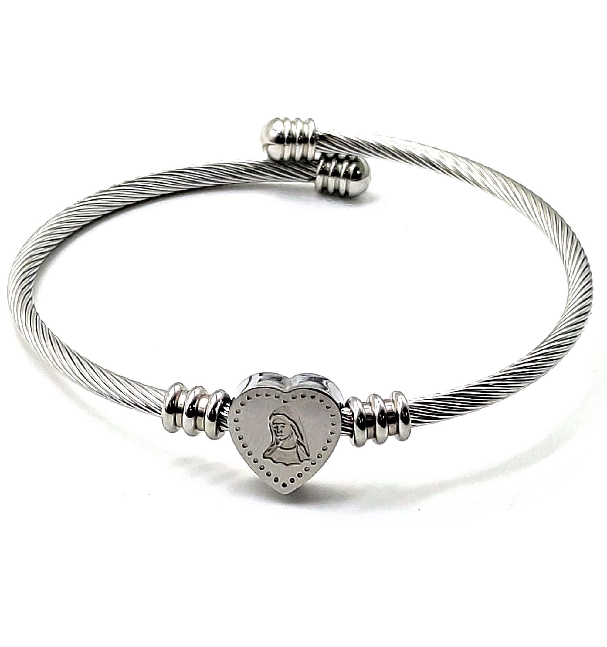 Virgin Mary Bangle Bracelet Our Lady in Heart Bracelet Chain Etsy