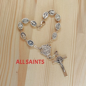 ALL SAINTS 車用ロザリオ、バックミラーアクセサリー、10年カトリックロザリオ、バックミラー車用チャプレット、ポケットロザリオ、旅行用保護具